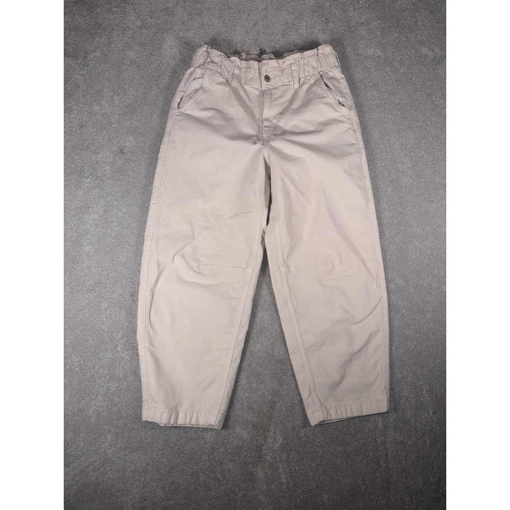 American Eagle Outfitters Womens Corduroy Barrel Leg Pants Size 10 Ivory